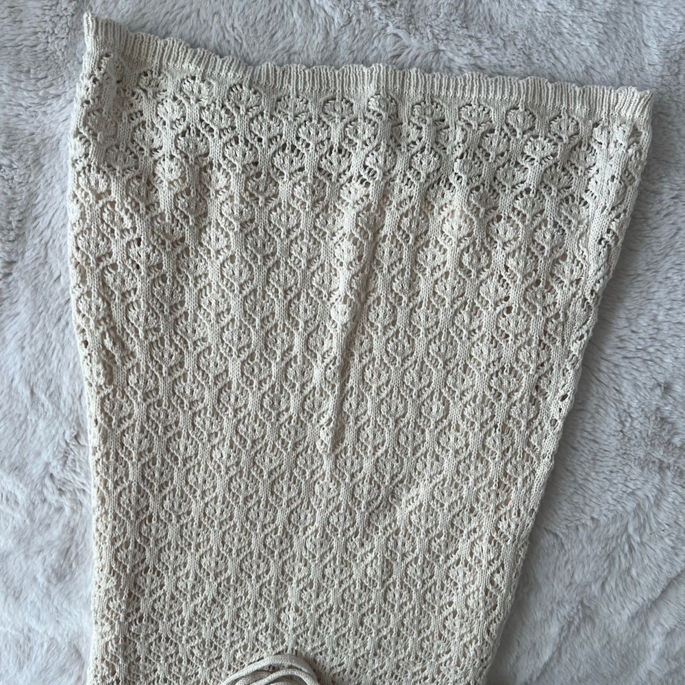 Women's freshman 1996 Beige Knit Skirt Set S - Picture 3 of 10